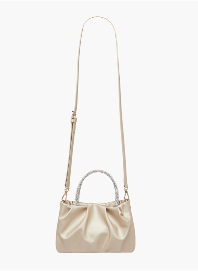 Flora Bella By Shoexpress Women's Logo Detail Tote Bag with Embellished Top Handles  - Image 2