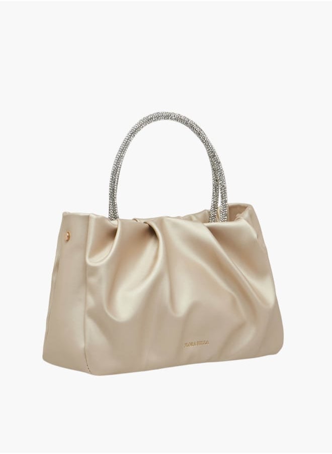 Flora Bella By Shoexpress Women's Logo Detail Tote Bag with Embellished Top Handles  - Image 3