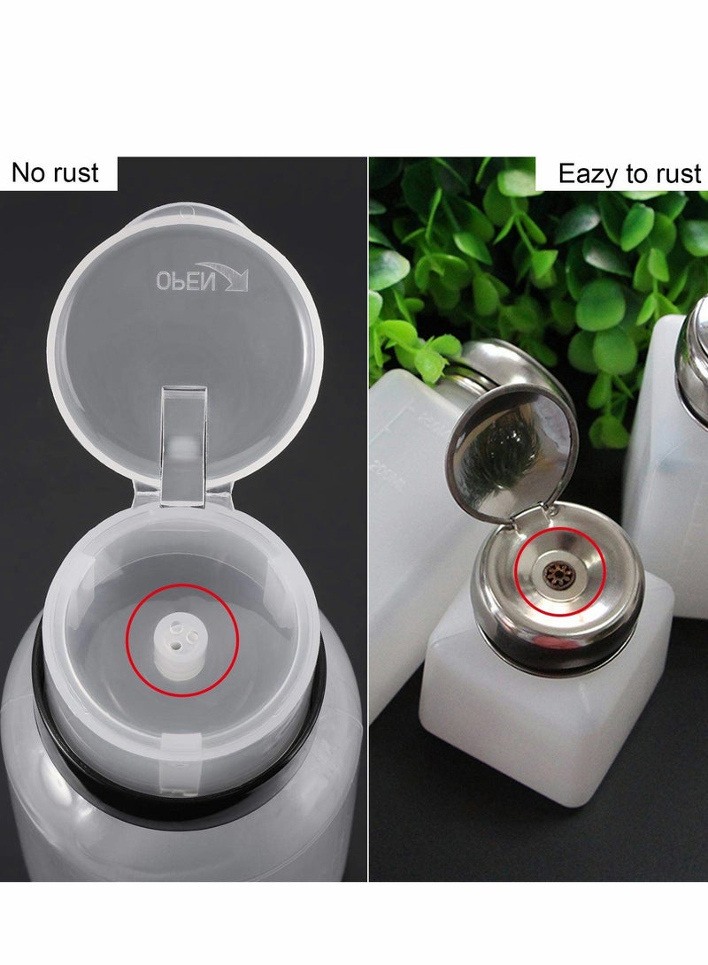 Barakah عبوة من 4 زجاجات مضخة قابلة للقفل فارغة بسعة 200 مل للكحول، الأسيتون، مزيل طلاء الأظافر ومزيل المكياج (6.8 أونصة) - Image 4