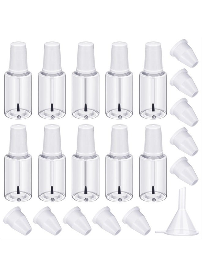 Irenare 10 قطع زجاجات طلاء أظافر فارغة قابلة لإعادة التعبئة مع فرشاة وادخال للحفاظ على الماربل وقمة فرشاة بلاستيكية، شفافة (30 مل) - Image 1