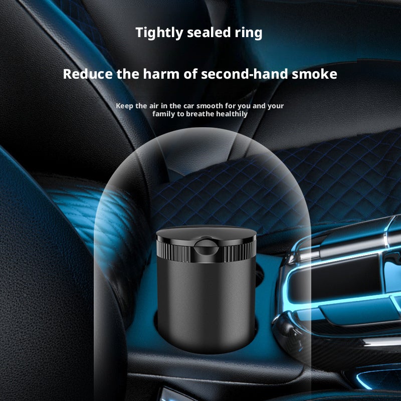 Creative Car Ashtray with Aluminum Alloy Inner Liner, Covered Lid and LED Light - Image 3