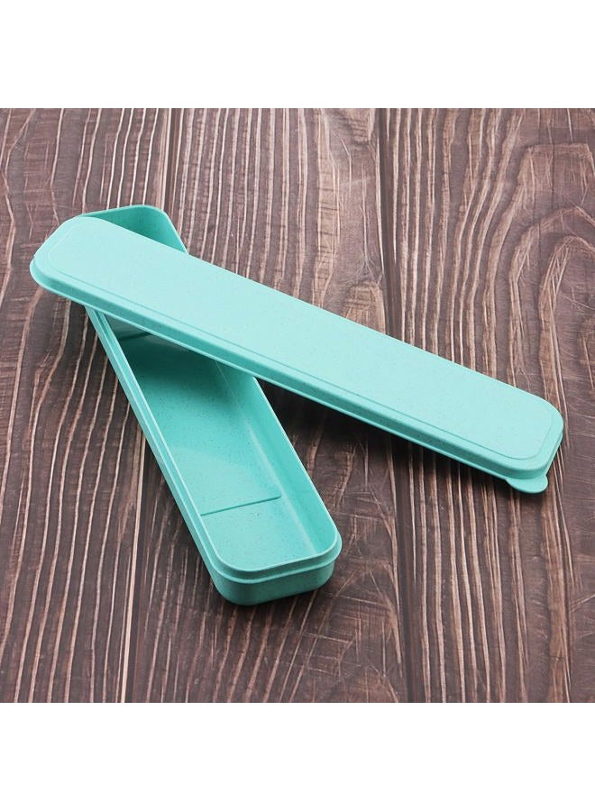 OriGlam 1pcs Reusable Utensils Wheat Straw Travel Cutlery Box, Portable Tableware Flatware Box for Picnic Camping (Green) - Image 4