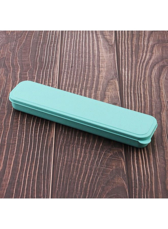 OriGlam 1pcs Reusable Utensils Wheat Straw Travel Cutlery Box, Portable Tableware Flatware Box for Picnic Camping (Green) - Image 3