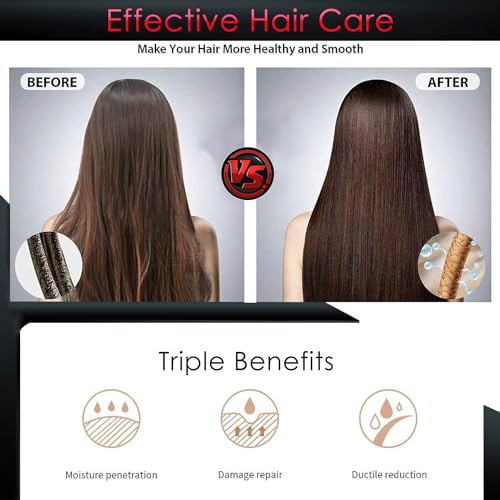 Ant Esports HSB2222 Hair Straightener Brush, Fast Heating Straightening Comb with Anti Scald & On-Off Safe, Portable Travel Flat Iron Brush, Frizz-Free Hair Care Silky Straight Heated - Black - Image 2