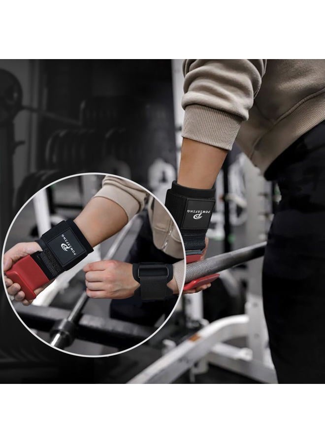 powerfeng Lifting Hooks for Weight Lifting: Weightlifting Hooks Wrist Straps Hand Grip Support for Deadlift Weightlifting Gym Gloves for Men & Women (Red) - Image 5