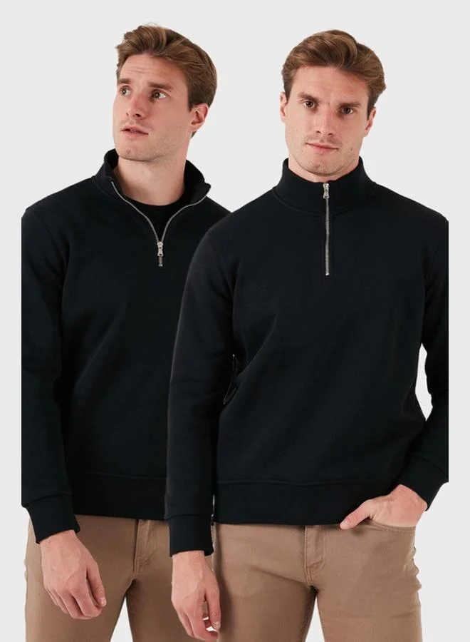 بوراتي قميص رجالي قطني بياقة واقفة قطعتين