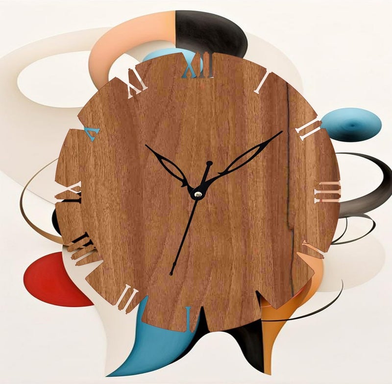 ADK 12 Inch Wooden MDF English Numeral Trendy Analog Wall Clock Without Glass Brown 30Cm X 30Cm 32 - Image 2