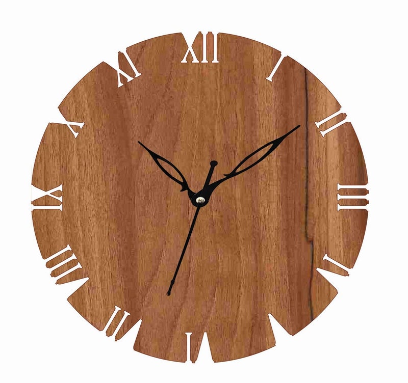ADK 12 Inch Wooden MDF English Numeral Trendy Analog Wall Clock Without Glass Brown 30Cm X 30Cm 32 - Image 1