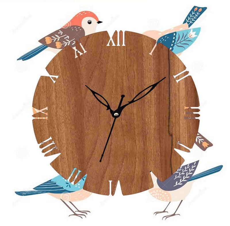 ADK 12 Inch Wooden MDF English Numeral Trendy Analog Wall Clock Without Glass Brown 30Cm X 30Cm 32 - Image 3
