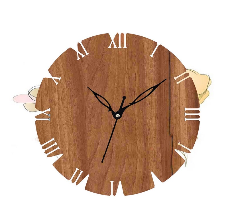 ADK 12 Inch Wooden MDF English Numeral Trendy Analog Wall Clock Without Glass Brown 30Cm X 30Cm 32 - Image 5