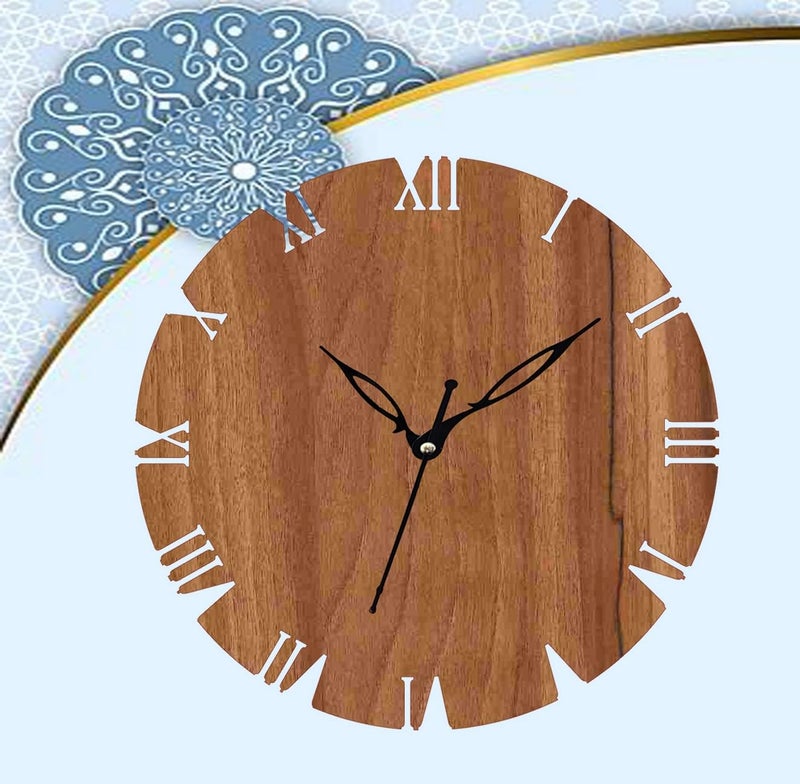 ADK 12 Inch Wooden MDF English Numeral Trendy Analog Wall Clock Without Glass Brown 30Cm X 30Cm 32 - Image 4