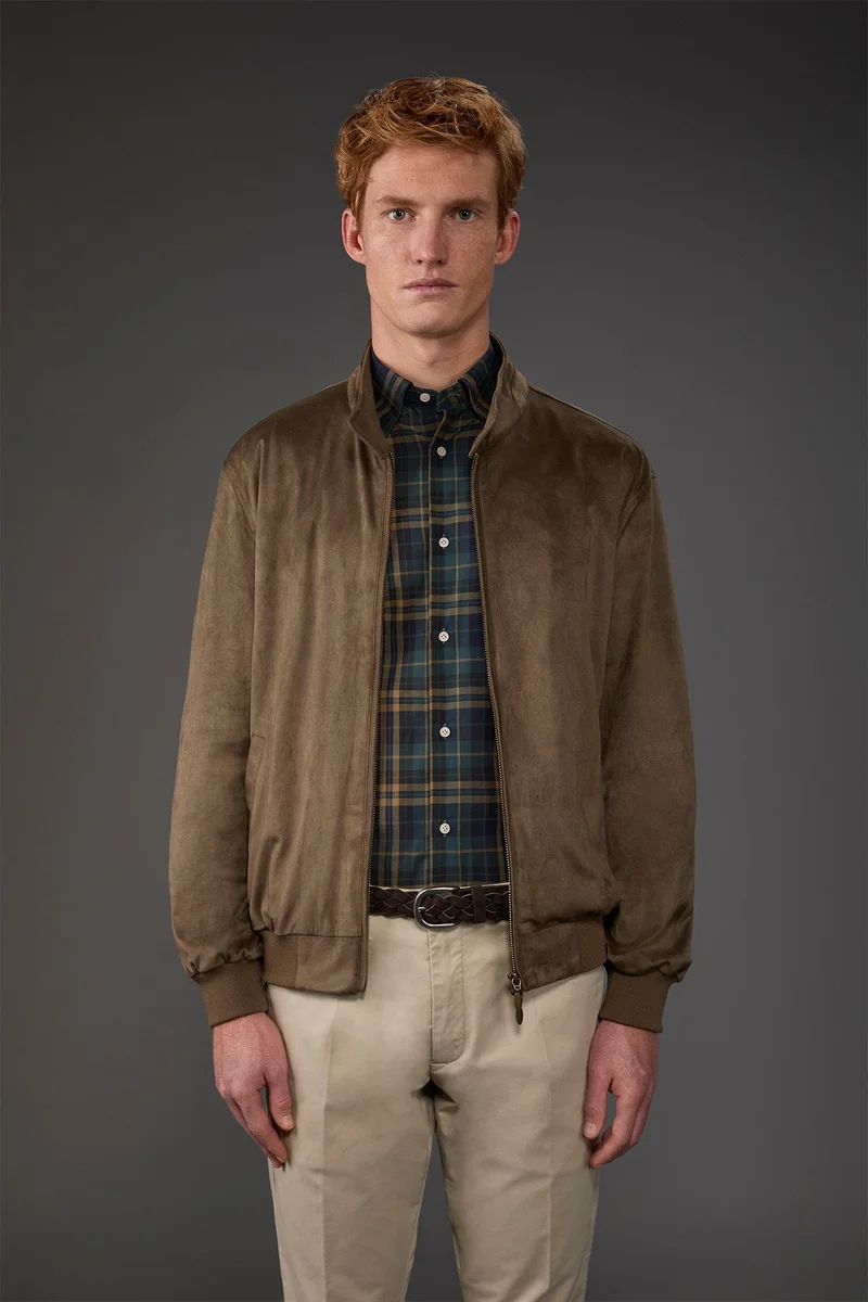 Doppelganger Men's Herrington jacket with suede effect fabric - Military
