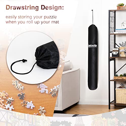 Becko US 2000 Piece Jigsaw Puzzle Mat Roll Up with Black Pump & Drawstring Storage Bag, Black Felt Mat for Easy Transport & Storage, Portable Puzzle Saver for 2000 1500 1000 Pieces Jigsaw Puzzles - Image 5