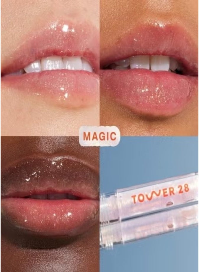 Tower 28 ShineOn Moisturizing Non-Stick Lip Jelly , Magic - clear with gold shimmer 3.9ml | Hydrating Gloss with High Shine Finish - Image 2