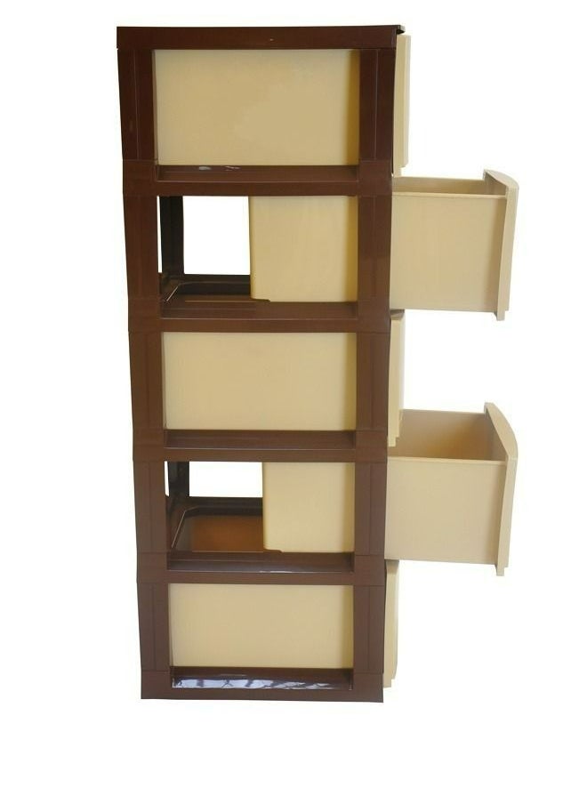 Faller 5-Layer Storage Drawer Cabinet Brown/Beige 42x104x34 cm  - Image 5