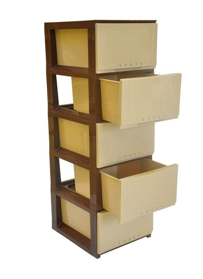 Faller 5-Layer Storage Drawer Cabinet Brown/Beige 42x104x34 cm  - Image 4