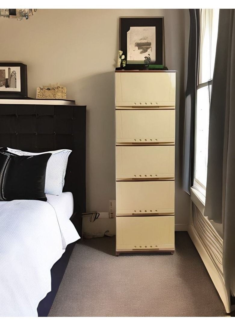Faller 5-Layer Storage Drawer Cabinet Brown/Beige 42x104x34 cm  - Image 1