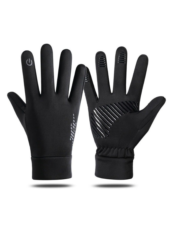 Generic 1 Pair（Size M）Winter Unisex Wear-Resistant And Anti Slip Riding Gloves, Outdoor Waterproof, Touch Screen Logo Reflective And Warm Gloves, Black M 23cm*10.5cm*0.8cm - Image 1
