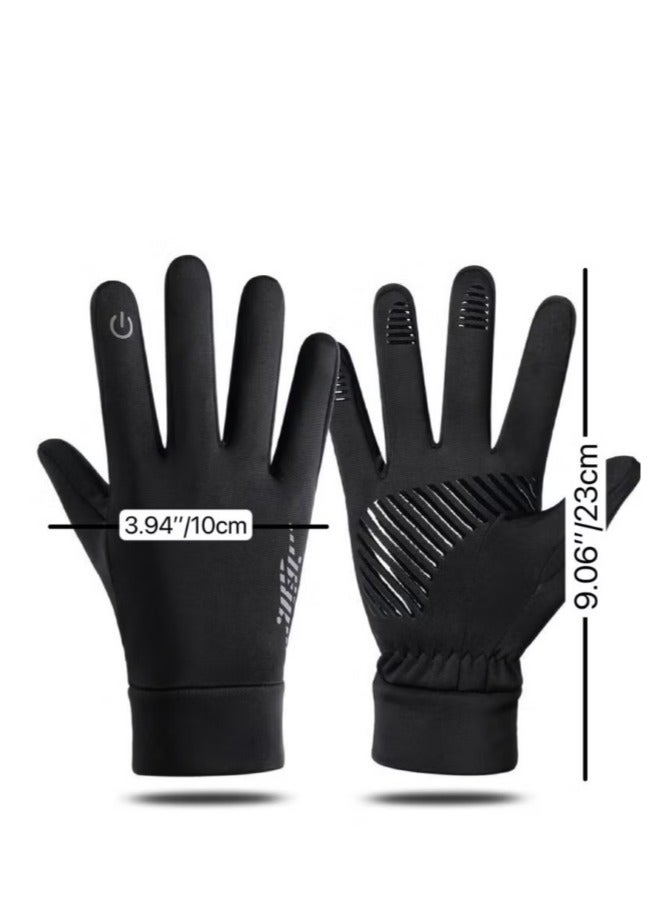 Generic 1 Pair（Size M）Winter Unisex Wear-Resistant And Anti Slip Riding Gloves, Outdoor Waterproof, Touch Screen Logo Reflective And Warm Gloves, Black M 23cm*10.5cm*0.8cm - Image 2