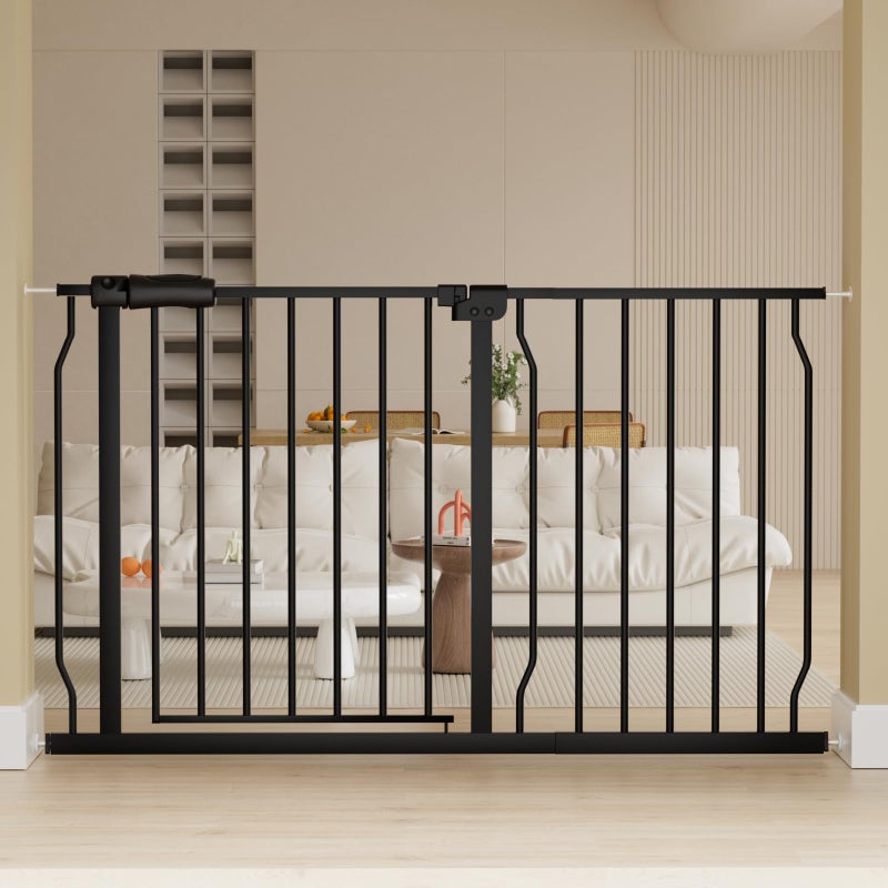 HOOOEN HOOOEN Extra Wide Baby Gate Extra Wide Extra Tall Dog Gates for Stairs Doorways Black Metal Tension Indoor Safety Gates with Pressure Mount 43548 Inch 