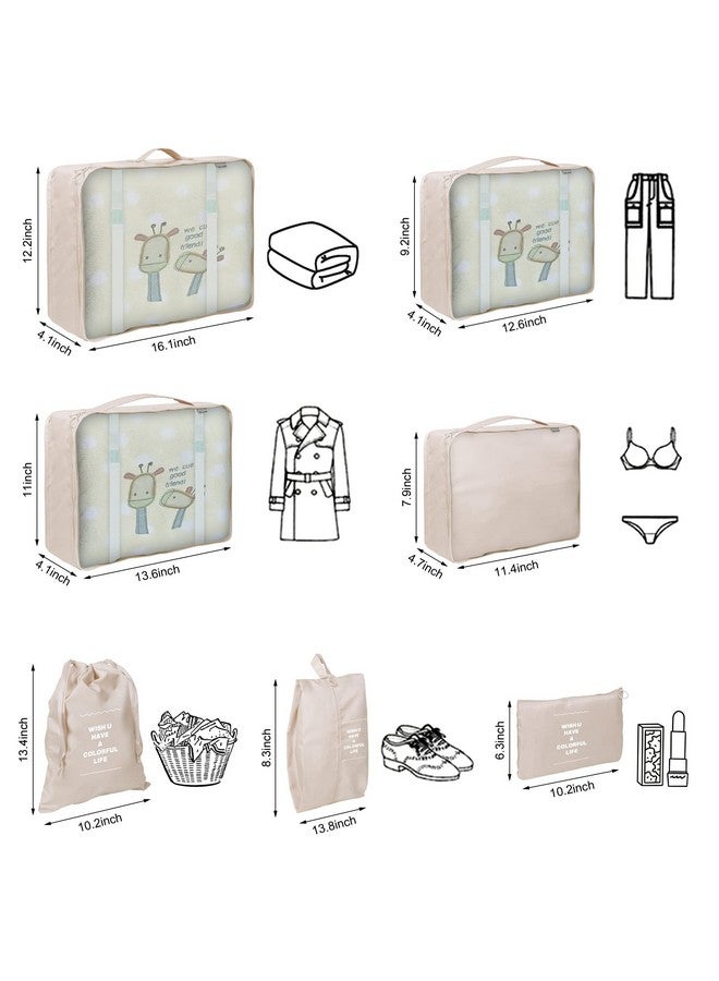 Arrozon 7 Set Packing Cubes for Suitcases,Packing Cubes for Travel Foldable Laundry Bag and Shoe Bag Lightweight Luggage for Women Man (Beige) - Image 3