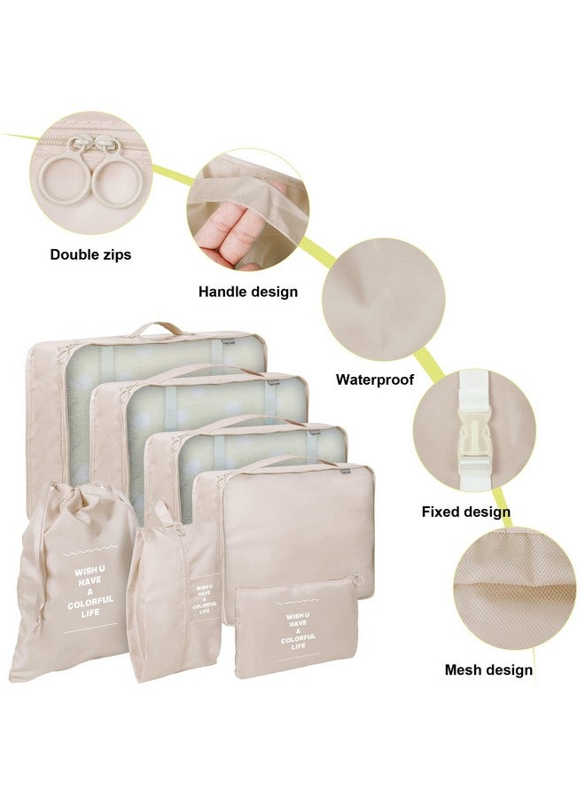 Arrozon 7 Set Packing Cubes for Suitcases,Packing Cubes for Travel Foldable Laundry Bag and Shoe Bag Lightweight Luggage for Women Man (Beige) - Image 4