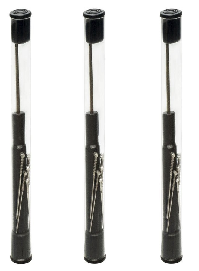 Calabria SnapIt Universal Eyeglass Repair Kit with Screws – Black/Clear (3 Pack) | Professional Eyewear Repairing Tool with Screwdriver & 5 Snap-Off Stainless Steel Screws | Portable Travel Tube - Image 1
