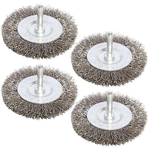 FPPO 4PCS 3 Inch Stainless Steel Wire Wheel Brushes Kit for Drill with 1/4-Inch Shank,Wire Wheels for Power-Operated Grinders - Image 1