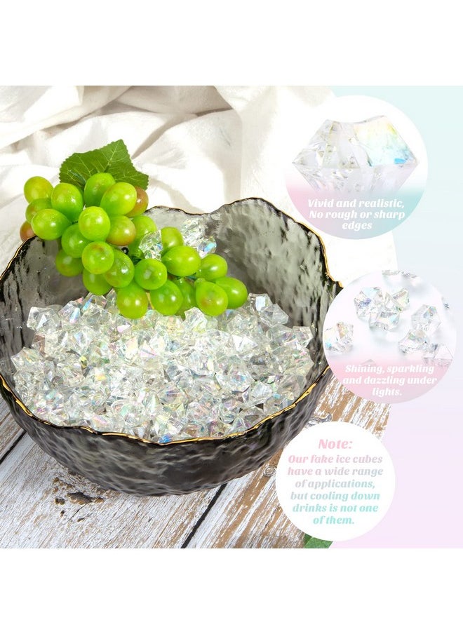 DomeStar - Dazzling Clear Fake Ice Rocks, 150Pcs Clear Holographic Acrylic Crushed Ices Sparkling Clear Fake Diamonds Iridescent Plastic Clear Gems Marble Vases Fillers Table Scatter Decoration - Image 1