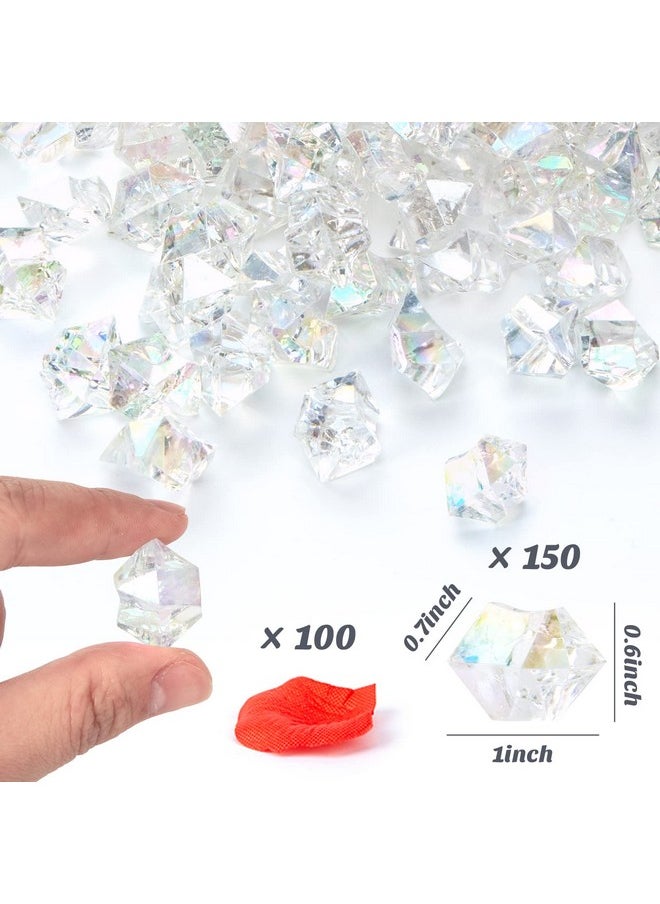 DomeStar - Dazzling Clear Fake Ice Rocks, 150Pcs Clear Holographic Acrylic Crushed Ices Sparkling Clear Fake Diamonds Iridescent Plastic Clear Gems Marble Vases Fillers Table Scatter Decoration - Image 1