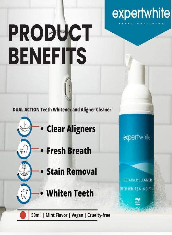 Expertwhite 2-in-1 Whitening & Retainer Cleaning Foam - Teeth Whitener & Aligner Cleaner for Invisalign, Clear Retainers, Night Guards, Dentures & Trays - Mint Fresh, Enamel Safe. - Image 3