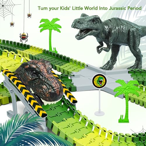 Toyk Dinosaur Toys,Create A Dinosaur World Road Race,Flexible Track Playset and 2 pcs Cool Dinosaur car for 3 4 5 6 Year & Up Old boy Girls Best Gift - Image 5