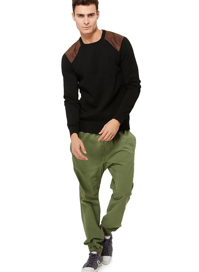 BRAVE SOUL Suede Shoulder Sweater