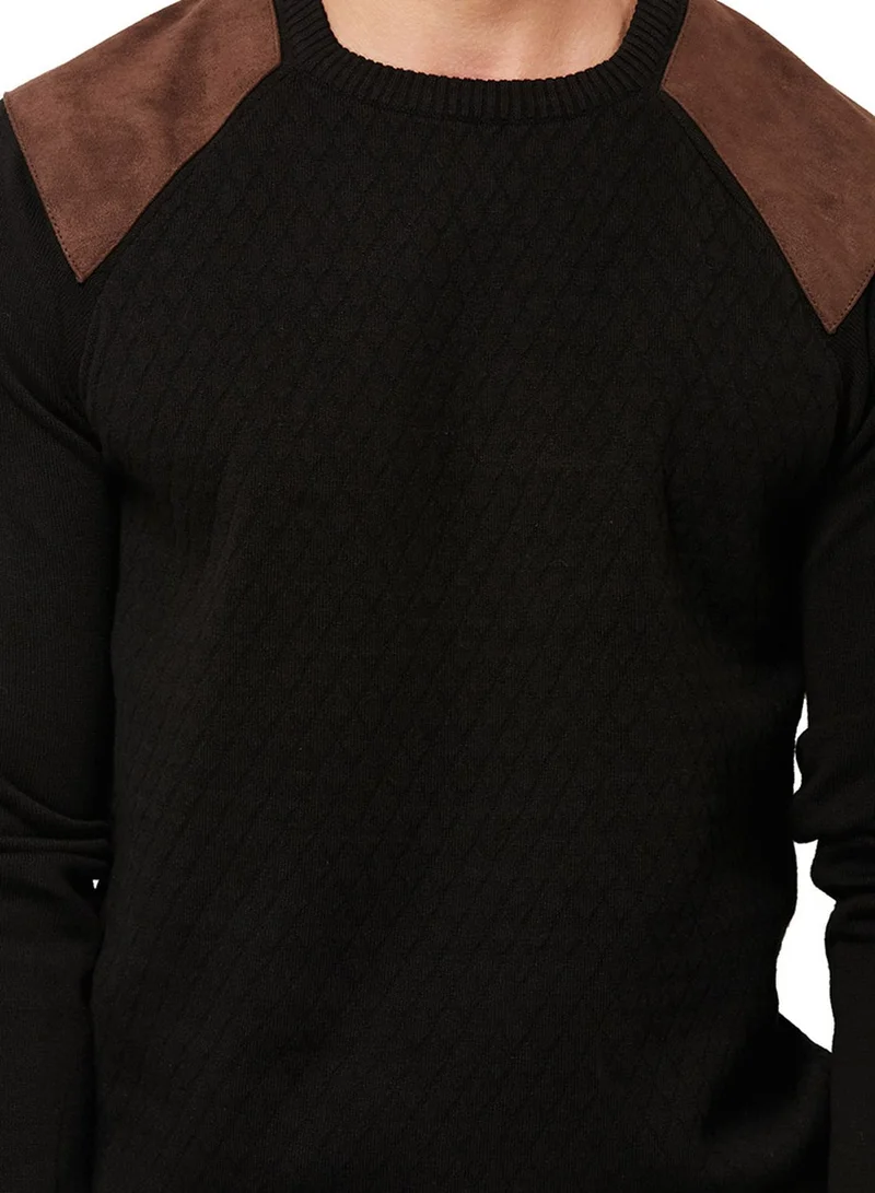 BRAVE SOUL Suede Shoulder Sweater