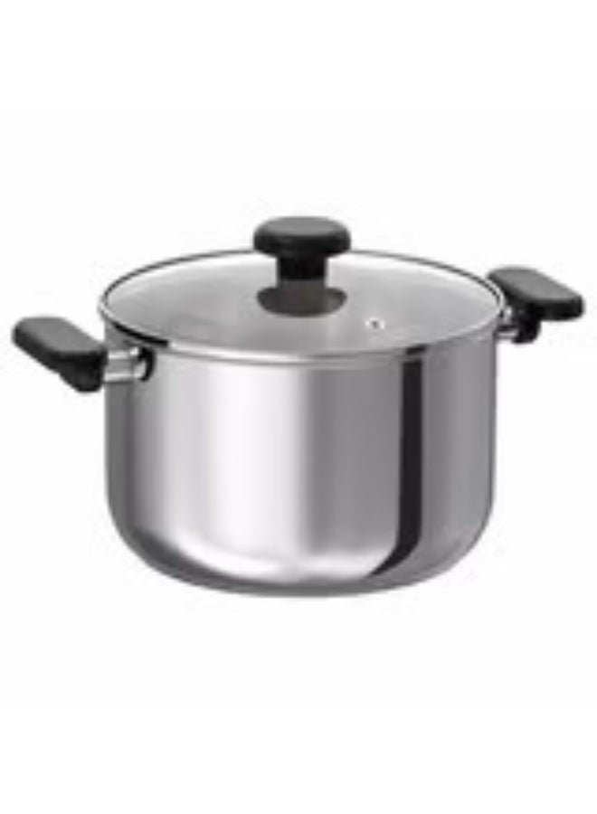 Pot with lid clear glass stainless steel 5 l - Image 1
