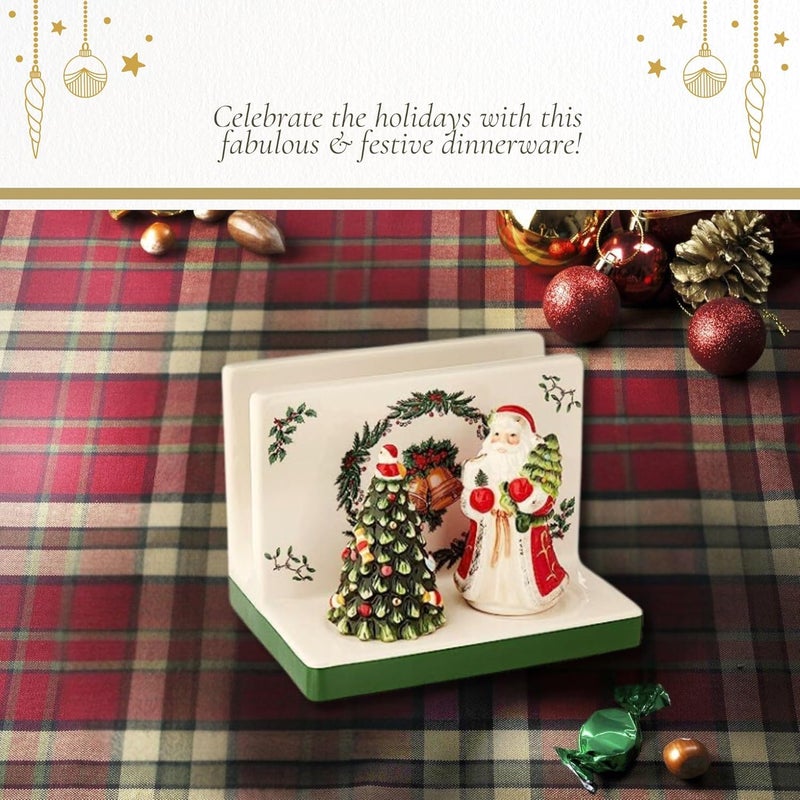 Spode Christmas Tree 3-Piece Hostess Set - Napkin Holder, Salt Shaker & Pepper Shaker (Santa & Tree Figural) - Festive Earthenware for Christmas, Holiday Entertaining - Decorative Gift Set - Image 5