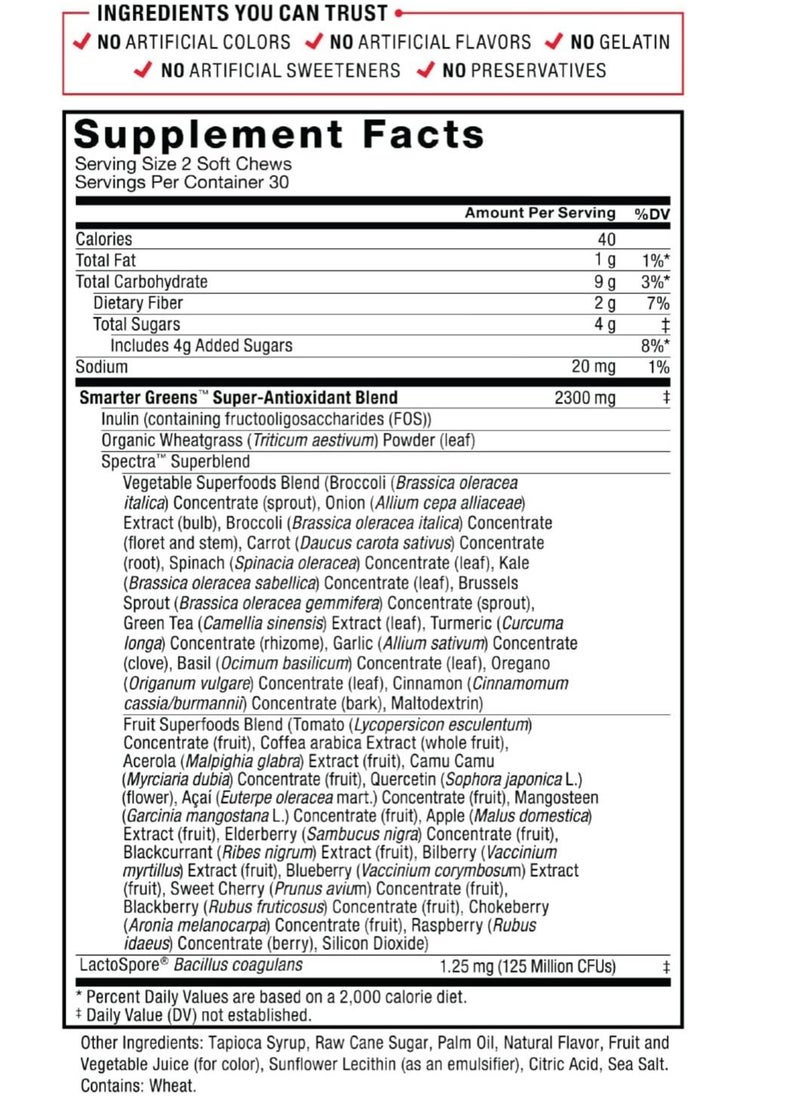 Force Factor Force Factor Smarter Greens Gummies Summer Berry Flavor 60 Gummies  - Image 2