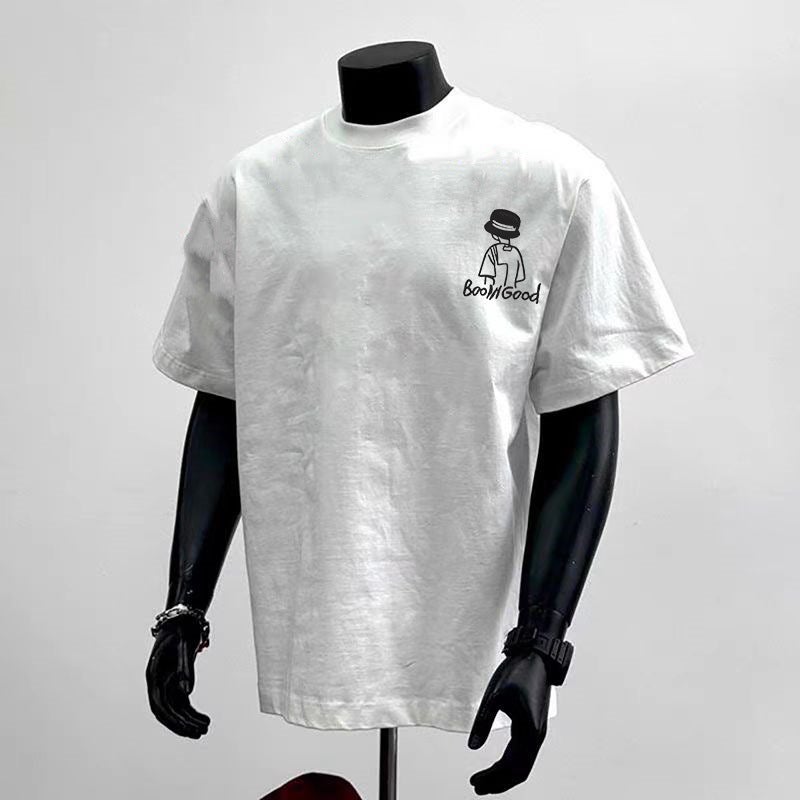 Pure Cotton 220G Short-Sleeved T-Shirt Men'S Ins Trendy Brand Bottoming Shirt Trendyy Large Size Summer - Image 3