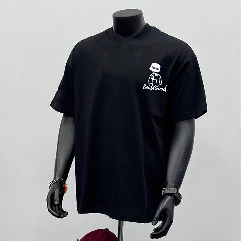 Pure Cotton 220G Short-Sleeved T-Shirt Men'S Ins Trendy Brand Bottoming Shirt Trendyy Large Size Summer - Image 4