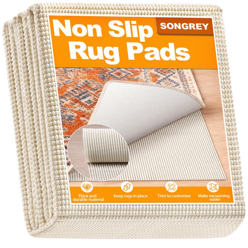 Songrey NonSlip Rug Pad Gripper 2x3 FT Extra Thick Carpet Pads for Hard Surfaces Prevents Sliding and Secures Rugs Provides Floor Protection with Comfort Cushioning - Image 2