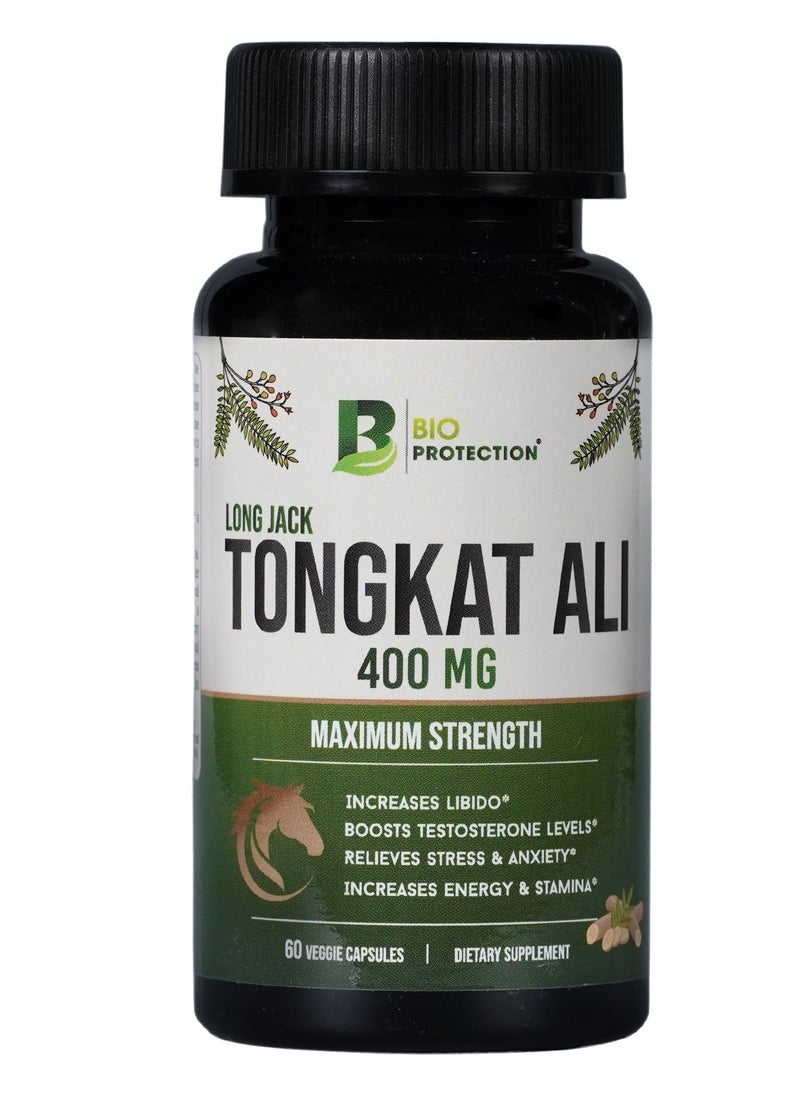 BIO PROTECTION - Bio Protection Tongkat Ali 400 Mg, Increase Energy and Testosterone Levels, Enhance Athletic Performance, 60 Veggie Capsules - Image 1
