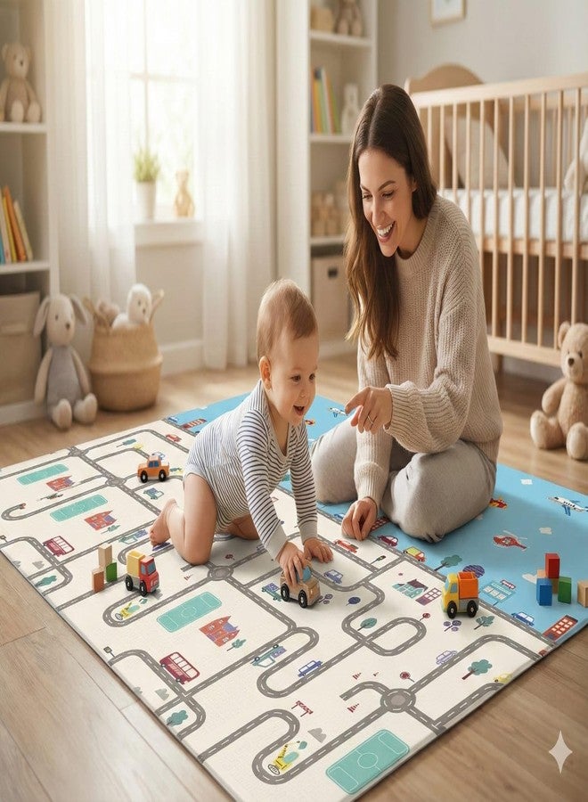 Wave Coast Large Reversible Baby Play Mat, BIS Safety Certified, BPA Free Foldable Foam Crawling Mat (6x5 ft, 6mm Thickness) - Image 1