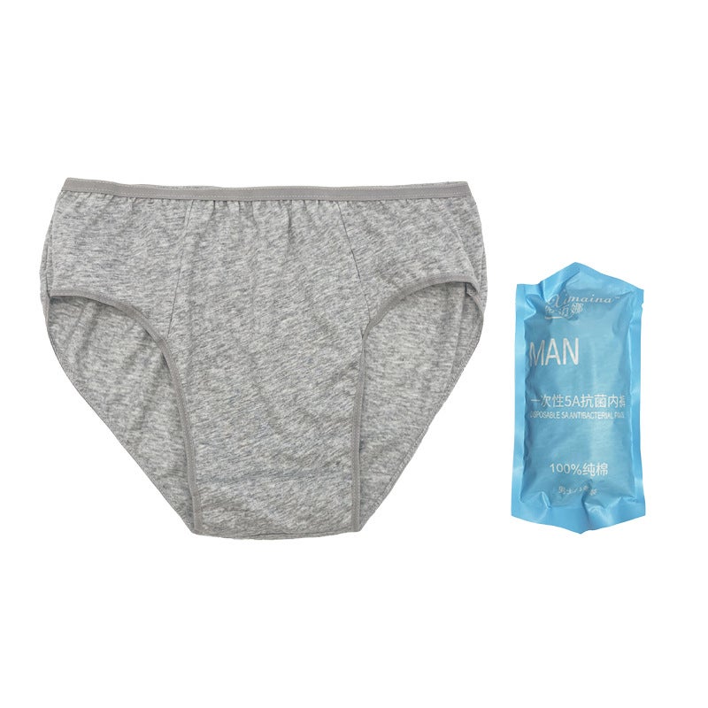 Generic Mens Disposable Cotton Underwear Travel Hotel White Antibacterial Cotton Grey Triangle Male 1 Pack 