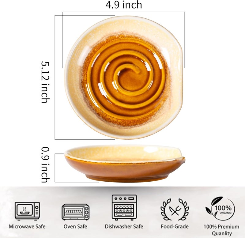 Caigmo Spoon Rest for Stove Top, 5 Inches Ceramic Spoon Holder for Kitchen Countertop, Coffee Spoon Rest, Cooking Spatula Holder for Spoons, Ladles or Tongs, Gifts Brown-Yellow Gradient (Spoon not included) - Image 2