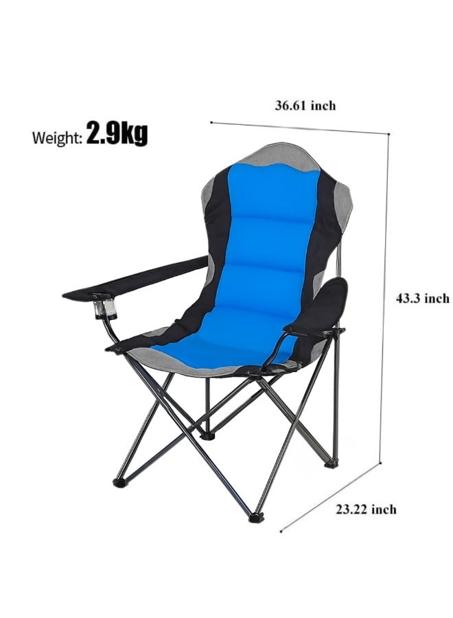 فيو كرسي خارجي كبير مبطن ذو ظهر مرتفع متين وقابل للطي مع حقيبة وحامل كوب للاستخدام الخارجي حول المسبح والنزهات والتخييم والسفر وصيد الأسماك والحديقة، يتحمل حتى 140 كجم 300 رطل باللون الأزرق - Image 5