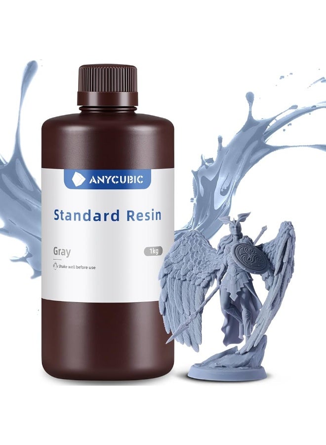 Anycubic 3D Printer Resin, 405nm High Precision Fast Curing UV Photopolymer Resin for LCD 3D Printing, 1kg Gray