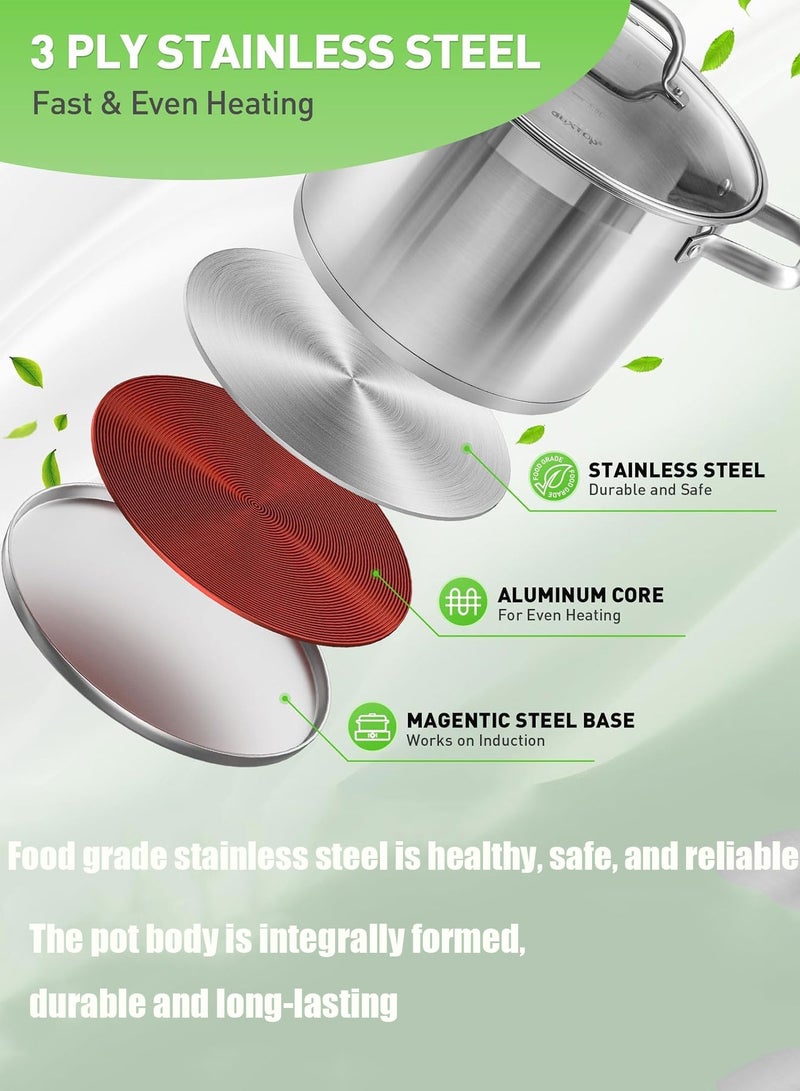 WEMART 6-Piece Non Stick Stainless Steel Cookware Set,Non-Stick Surface,No PFOA,18cm saucepan, 20cm stockpot, 22cm stockpot, 24cm stockpot, 26cm stockpot, 28cm frying pan - Image 5