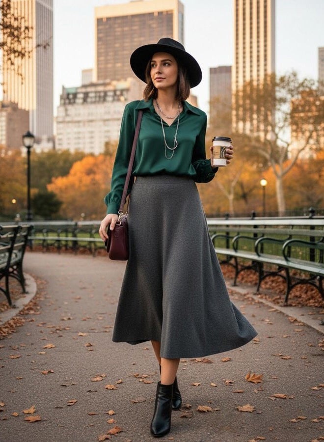 GRACE KARIN بلوزة حرير ساتان للنساء للأعمال الكاجوال بلوزة عمل كاجوال للنساء قمصان Tops داكنة خضراء L - Image 5