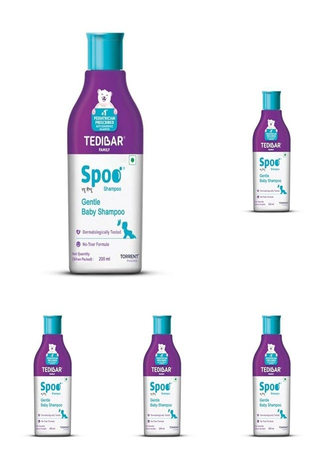 Spoo No-Tear Formula baby shampoo 200ml from Tedibar Family | Gentle on Scalp | No. No. 1 Pediatrician Prescribed Anti Seborrheic Shampoo* - By Torrent Pharma (Pack of 5) - Image 1
