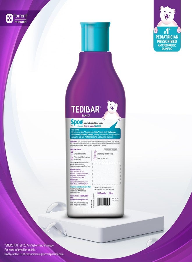 Spoo No-Tear Formula baby shampoo 200ml from Tedibar Family | Gentle on Scalp | No. No. 1 Pediatrician Prescribed Anti Seborrheic Shampoo* - By Torrent Pharma (Pack of 5) - Image 2